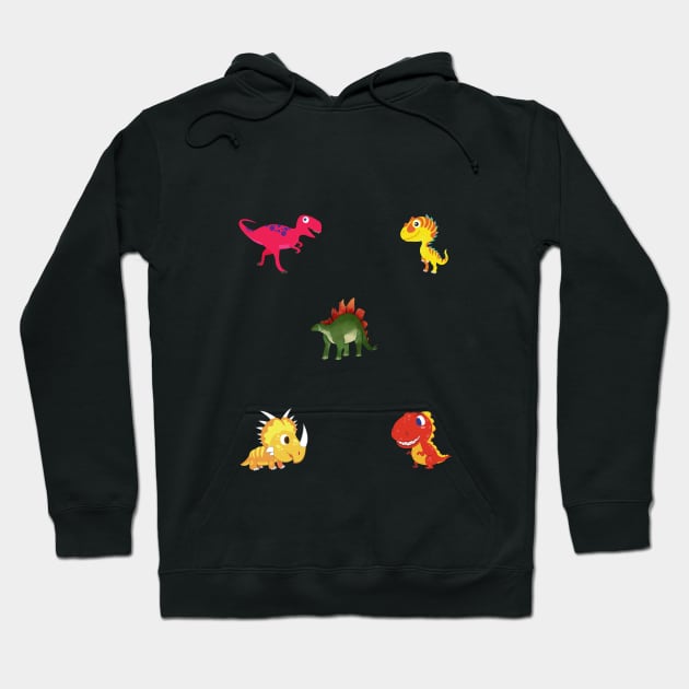 Cute and Happy Laughing Cartoon Dinosaurs Pattern Pack Hoodie by IlanaArt